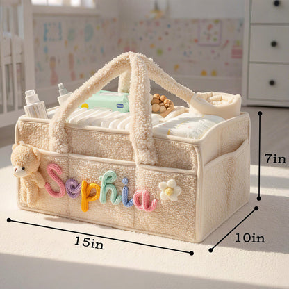 Personalized Plush Baby Organizer Basket