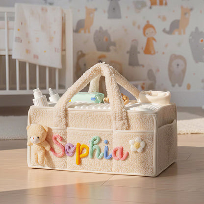 Personalized Plush Baby Organizer Basket
