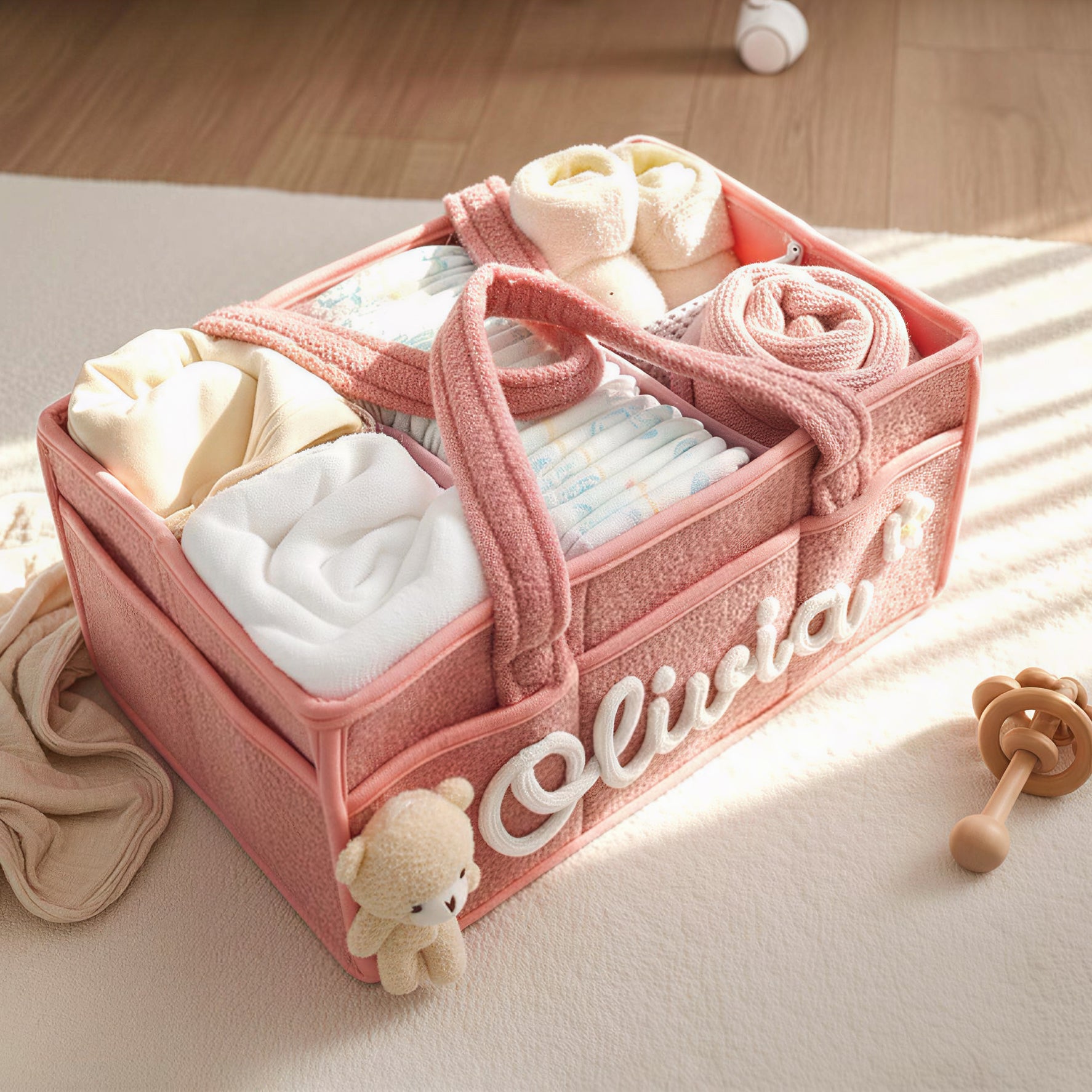 Personalized Plush Baby Organizer Basket