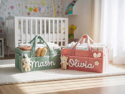 Personalized Plush Baby Organizer Basket