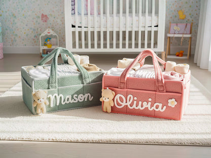 Personalized Plush Baby Organizer Basket