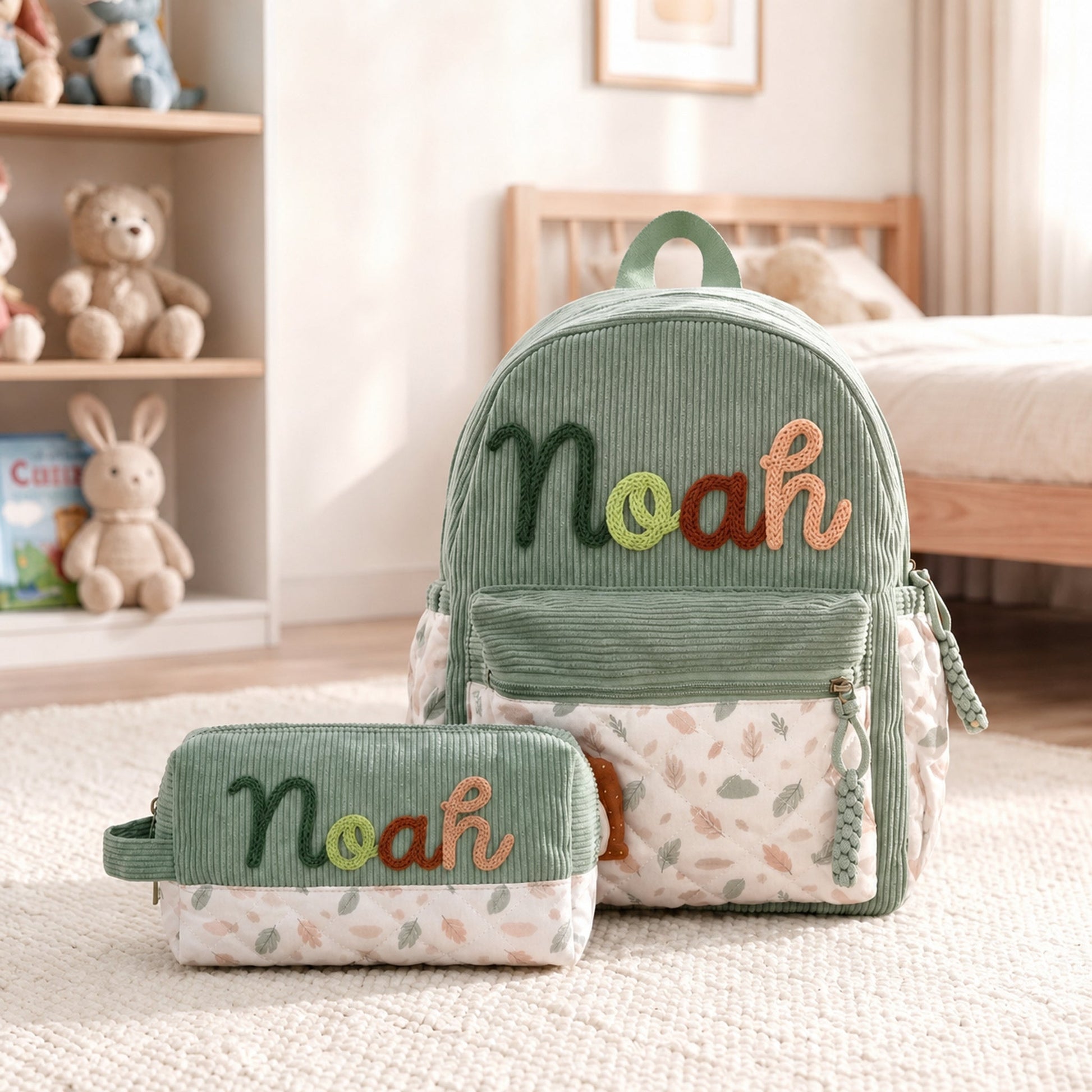 Personalized Corduroy Pencil Case – Custom Yarn Name Pencil Pouch | Back to School