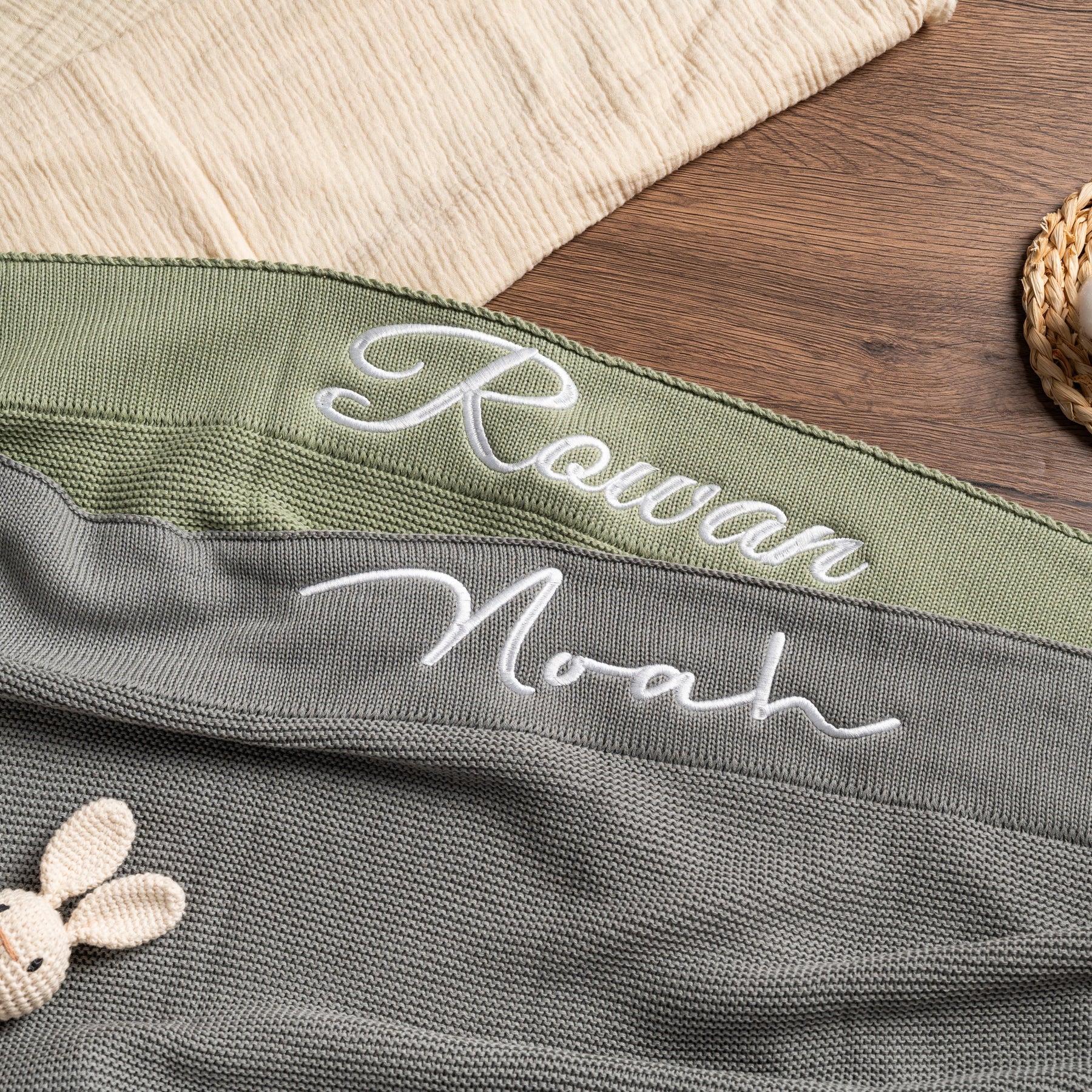 Classic Knit Baby Name Blanket – Soft Knit Custom Embroidered Newborn Blanket, Baby Shower Gift