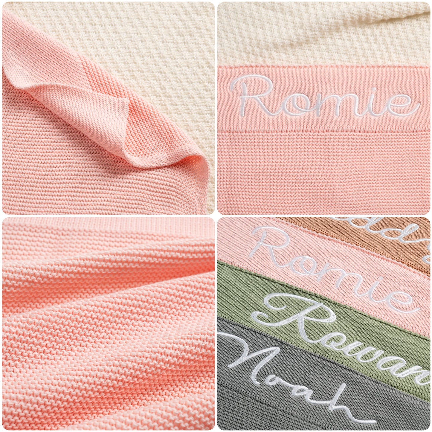 Classic Knit Baby Name Blanket – Soft Knit Custom Embroidered Newborn Blanket, Baby Shower Gift