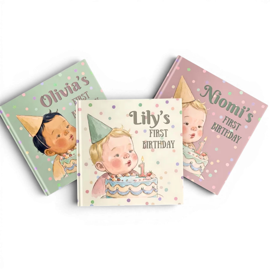 Wonchild Personalized Baby Storybook Custom Name 1st Birthday Keepsake Card Book