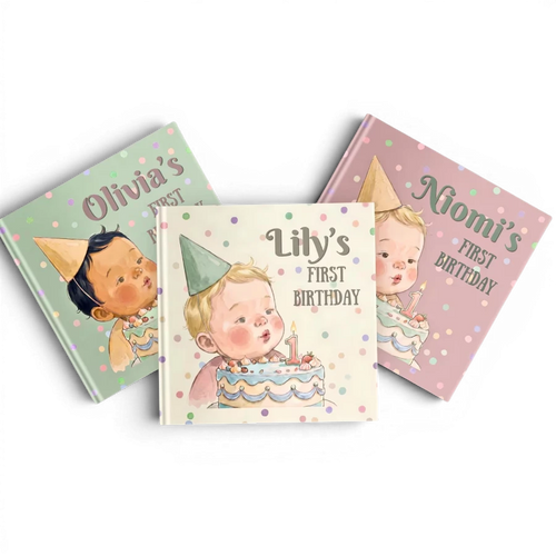 Wonchild Personalized Baby Storybook Custom Name 1st Birthday Keepsake Card Book