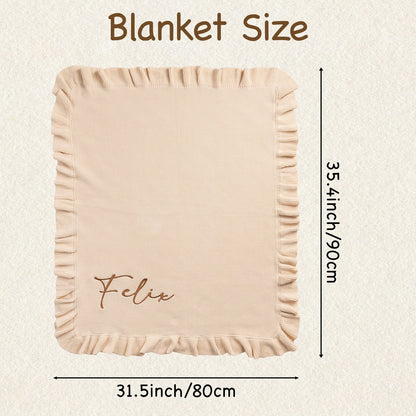 Floral Personalized Baby Blanket – Custom Name Knit Blanket, Soft Newborn Gift