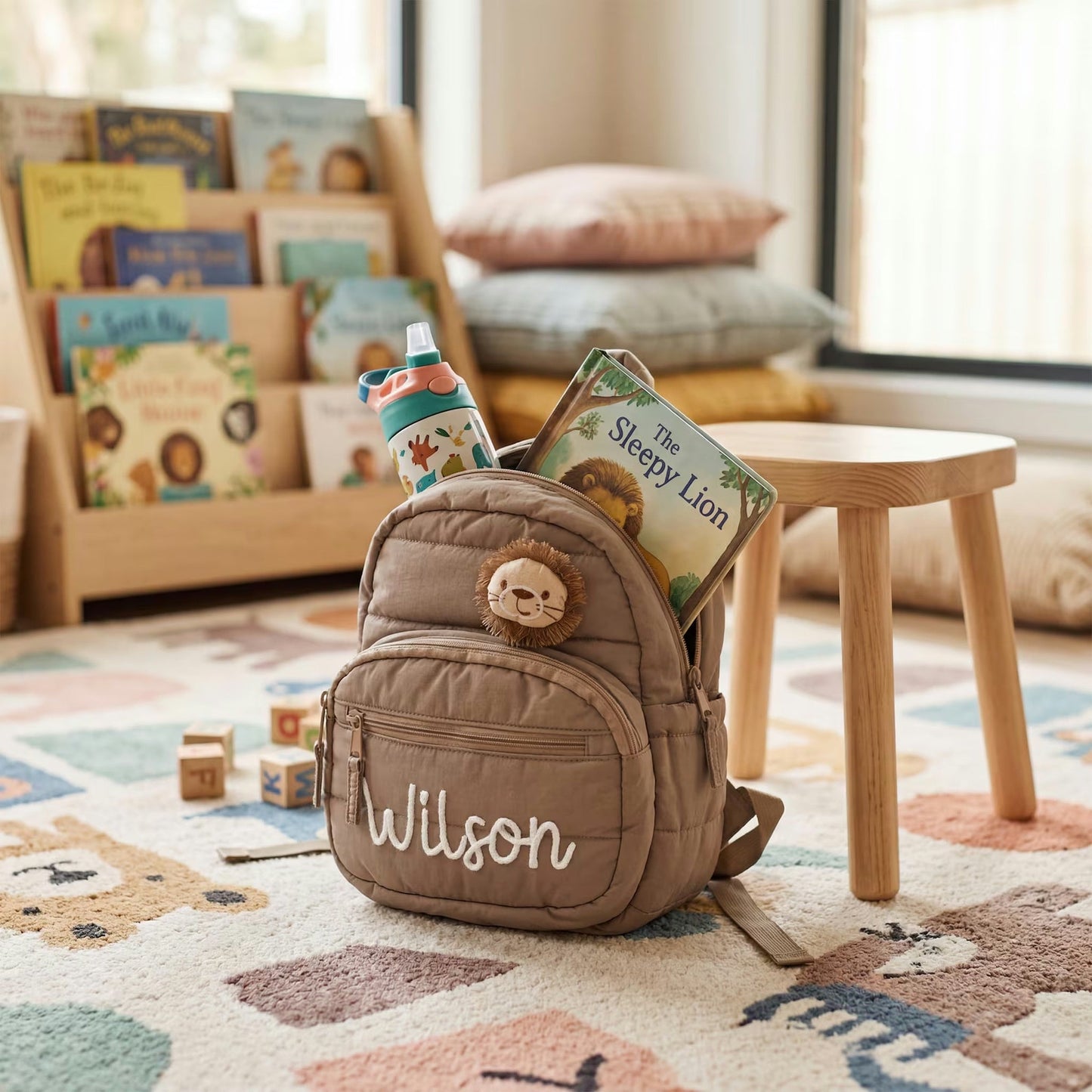 Personalized Quilted Toddler Backpack – Embroidered Name | Daycare & Preschool Bag