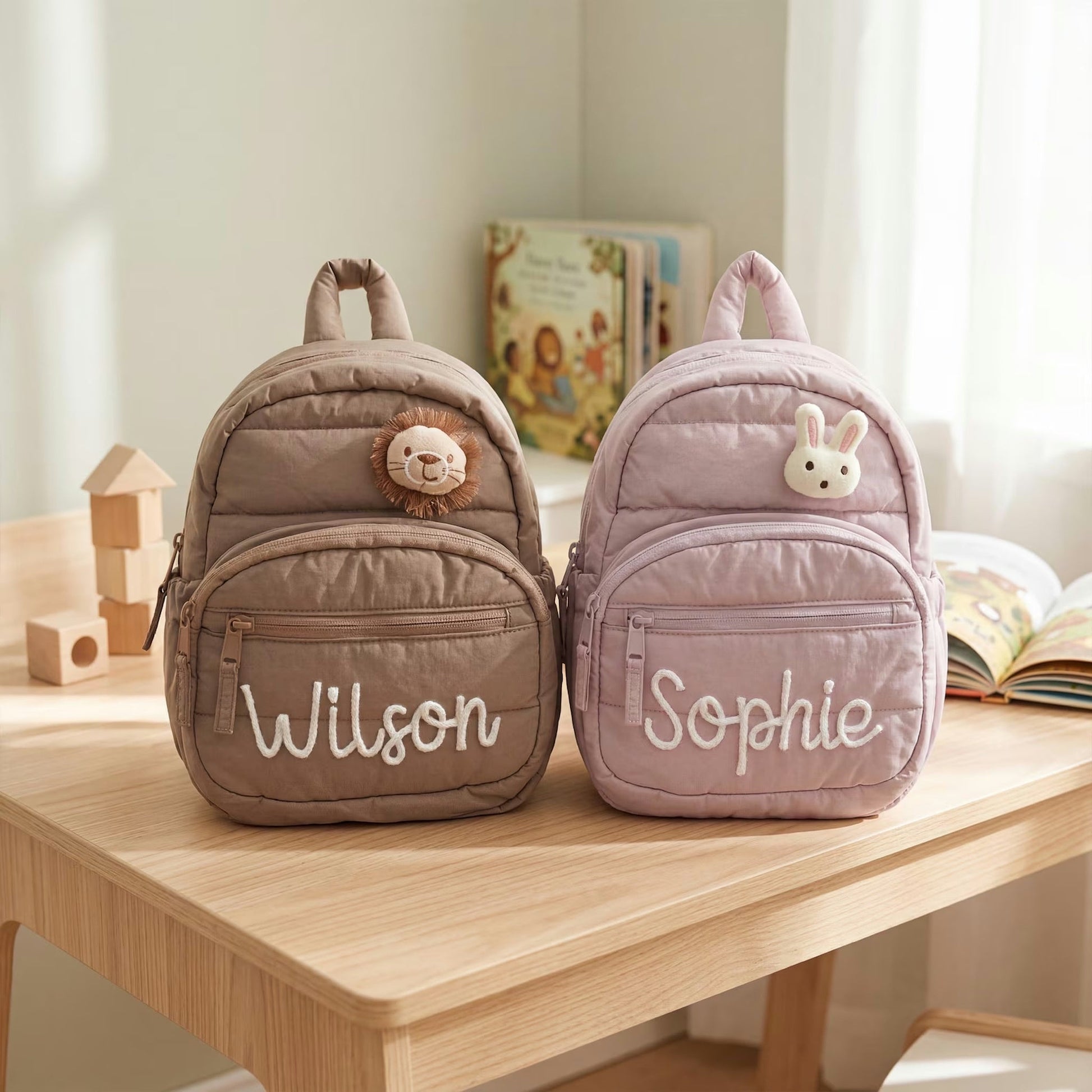 Personalized Quilted Toddler Backpack – Embroidered Name | Daycare & Preschool Bag