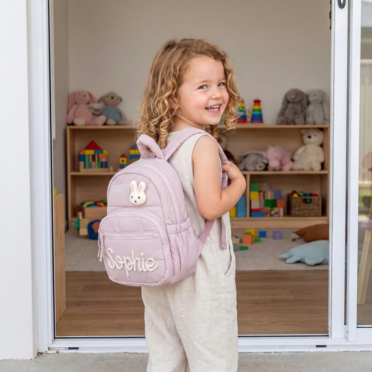 Personalized Quilted Toddler Backpack – Embroidered Name | Daycare & Preschool Bag