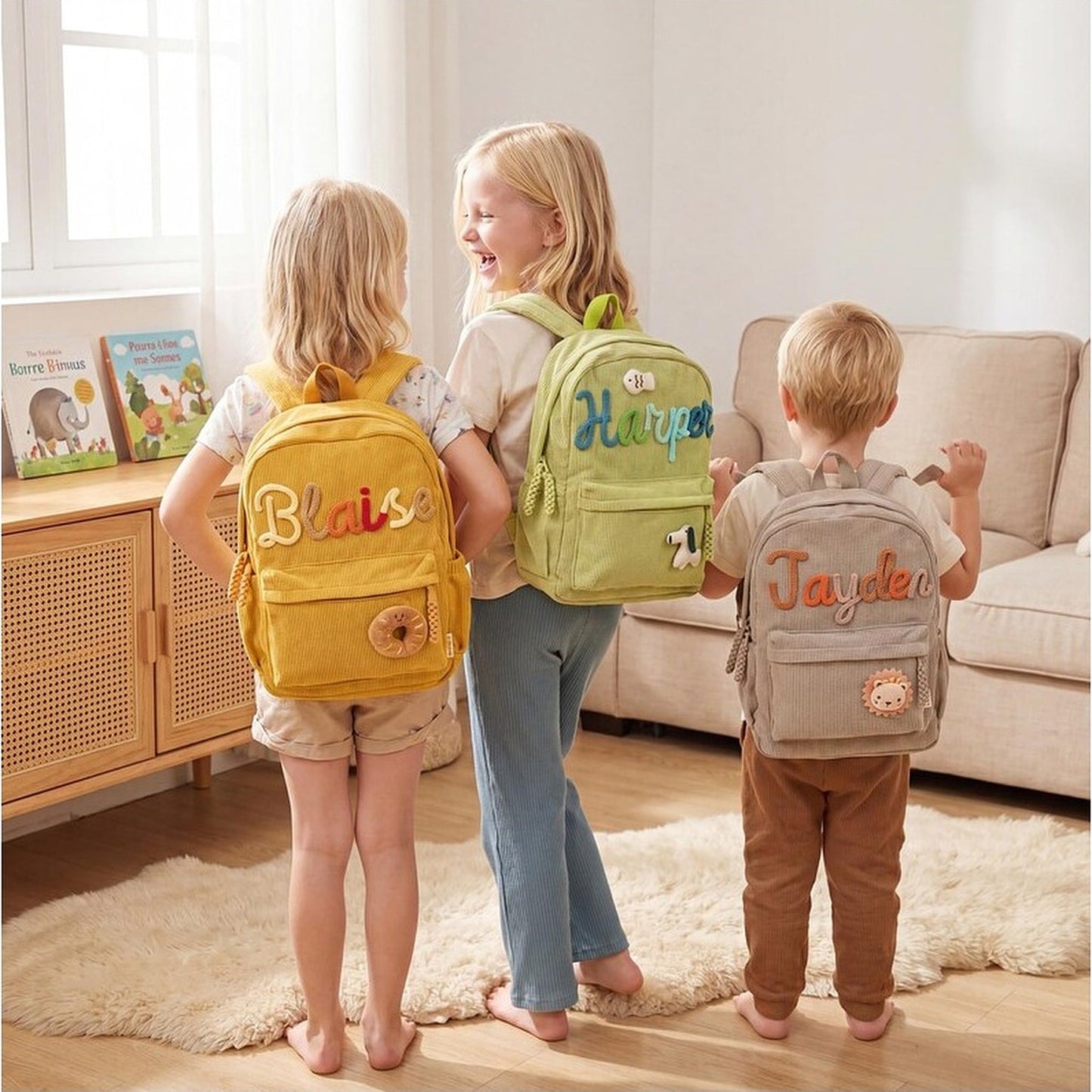 Personalized Toddler Backpack | Embroidered Name Corduroy Kids Book Bag for Preschool & Back to School