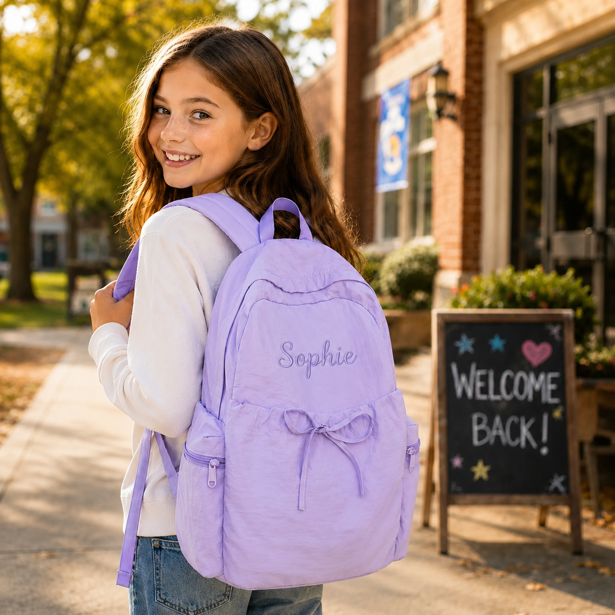 Personalized Girls Bow Backpack | Custom Name School Bag