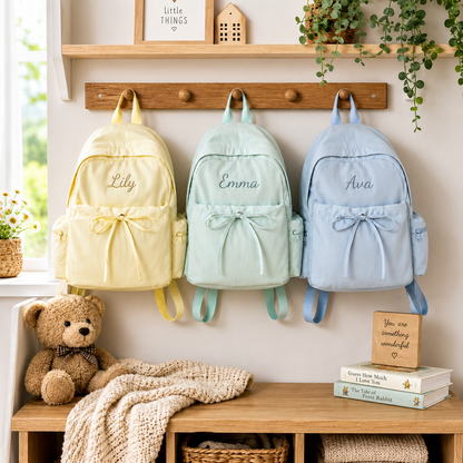 Personalized Girls Bow Backpack | Custom Name School Bag